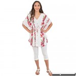 ISLAND STYLE CLOTHING Ladies Poncho Dress Floral Leaf Cover Up Resort Cruisewear White Floral Panel B07DPJTYF7